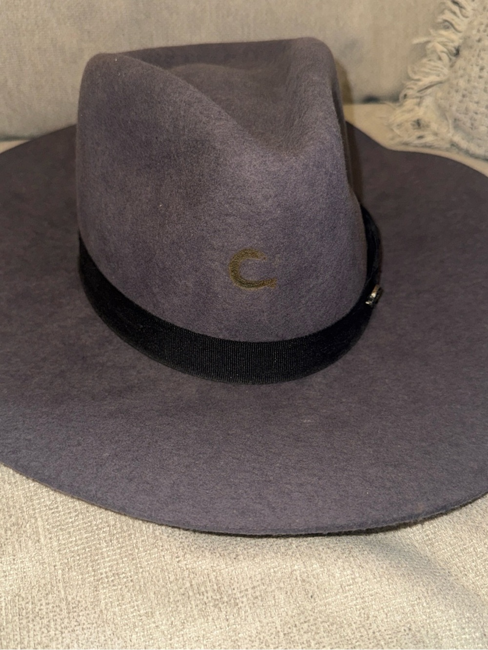 Charlie 1 Horse Felt Cowboy Western Hat Size Small Grey W/ Black Ribbon